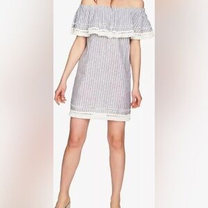 1. State Off the Shoulder Striped Dress